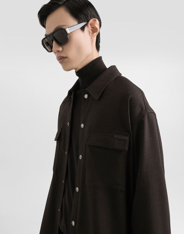 Dolce & Gabbana Mélange wool mat shirt Brown G5MM6TFURNC