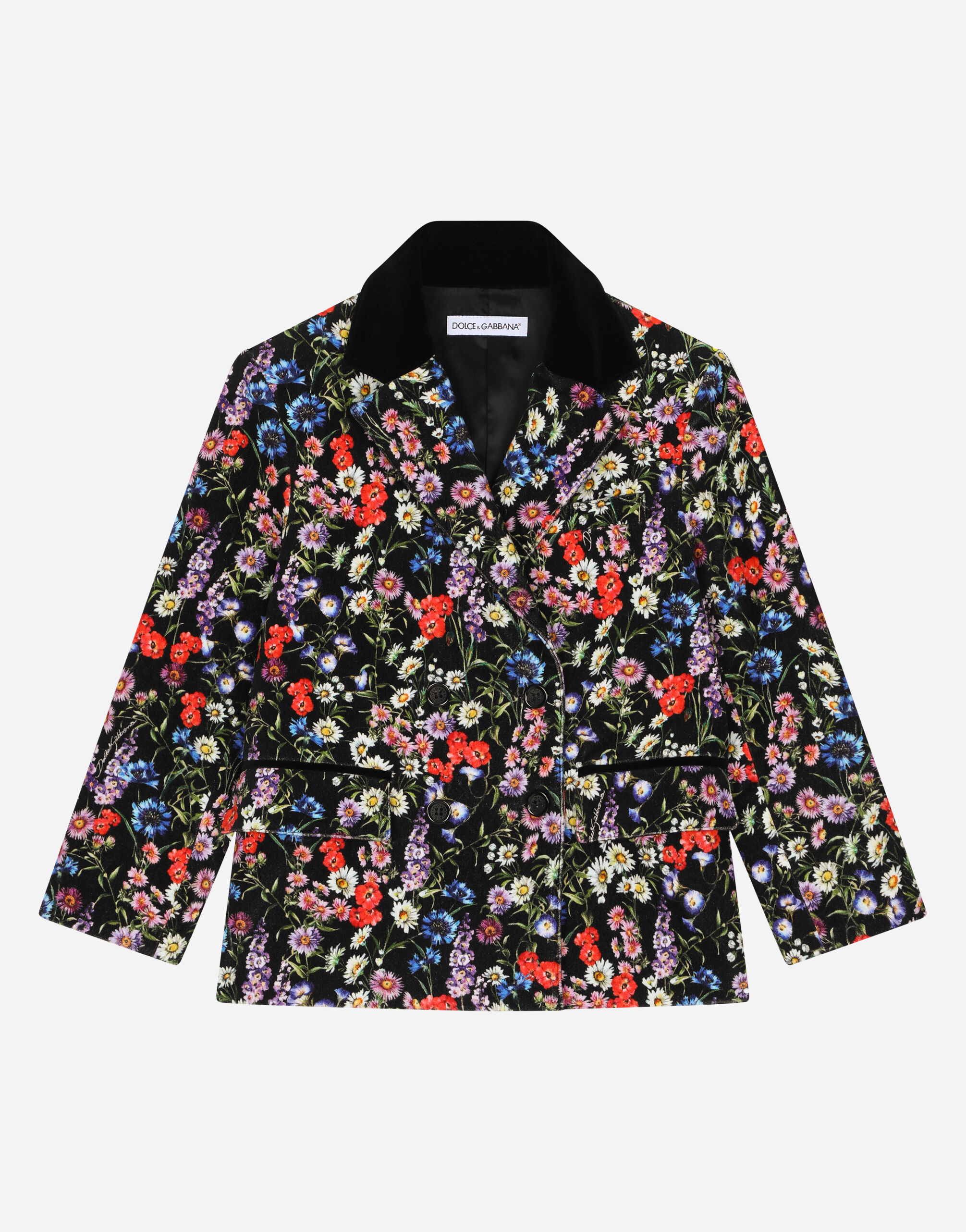 Dolce & Gabbana Double-breasted printed velvet jacket Imprima L5JC13ISMGV