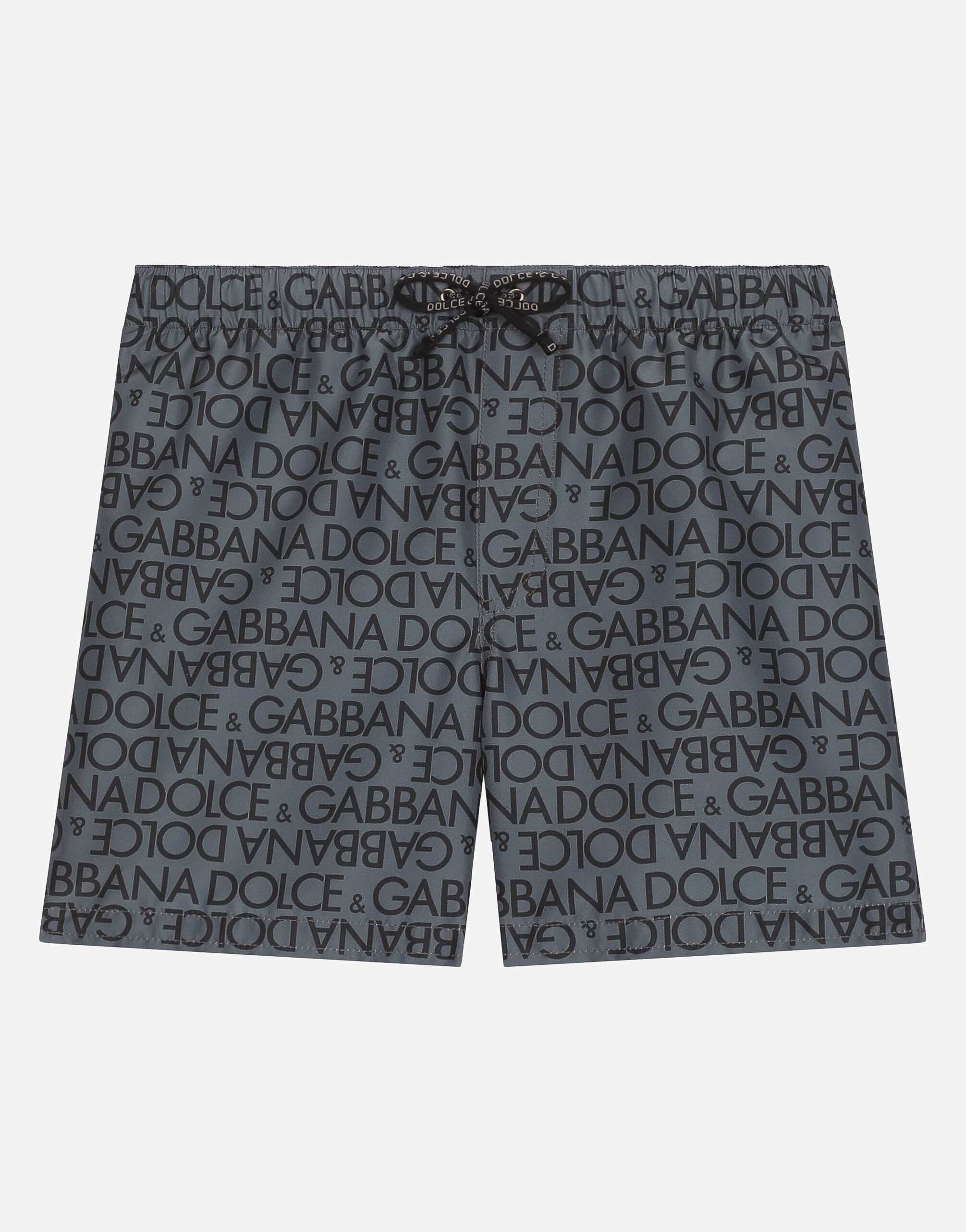 Dolce & Gabbana Swim trunks with all-over logo print Blue L4J818G7KM9