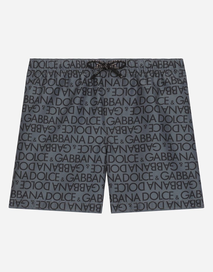 Dolce&Gabbana Swim trunks with all-over logo print Grey L4J818ISMFZ