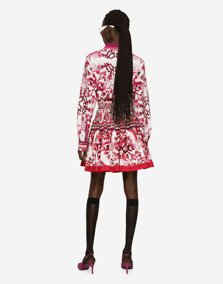 Dolce&Gabbana Short Majolica-print poplin skirt Multicolor F4CB1THH5DV