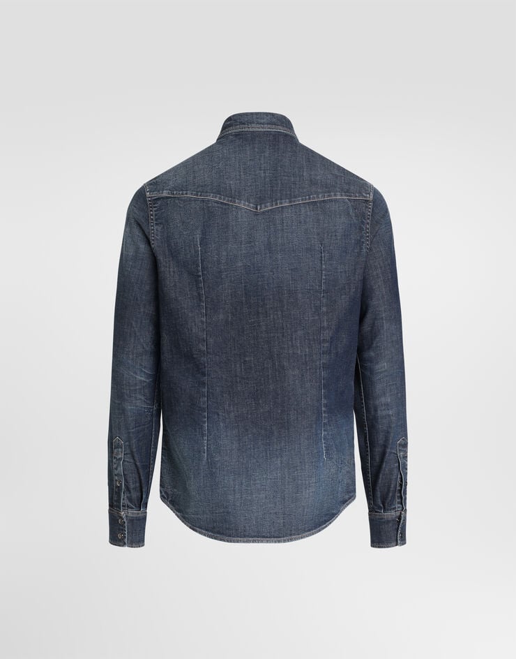 Dolce & Gabbana Gold shirt in denim with patch Dolce & Gabbana Gold shirt in denim with patch Blue G5JC8ZG8QH3