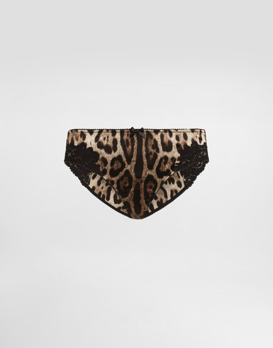 Leo-print satin briefs