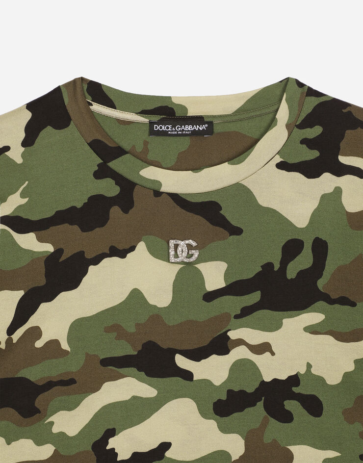 Dolce & Gabbana Cropped camouflage-print jersey T-shirt Multicolore F8O55ZFS75E