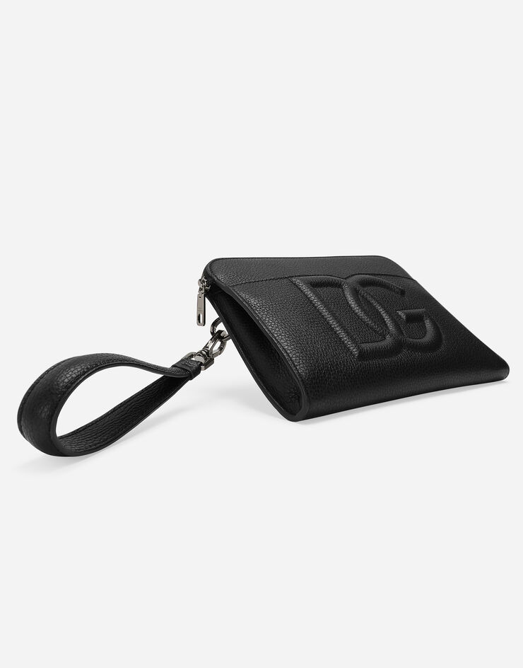 Dolce & Gabbana حقيبة باوتش متوسطة من جلد غزال أسود BM2338A8034