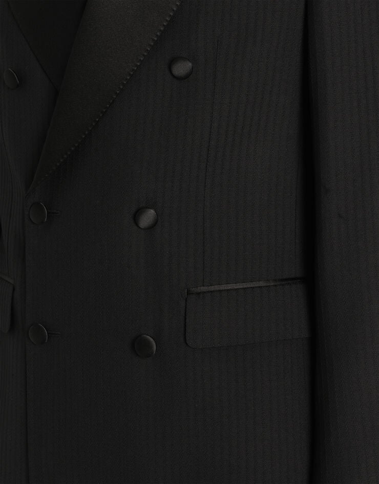 Dolce & Gabbana Double-breasted sicilia light jacket in striped jacquard Black G2TV8TFR225