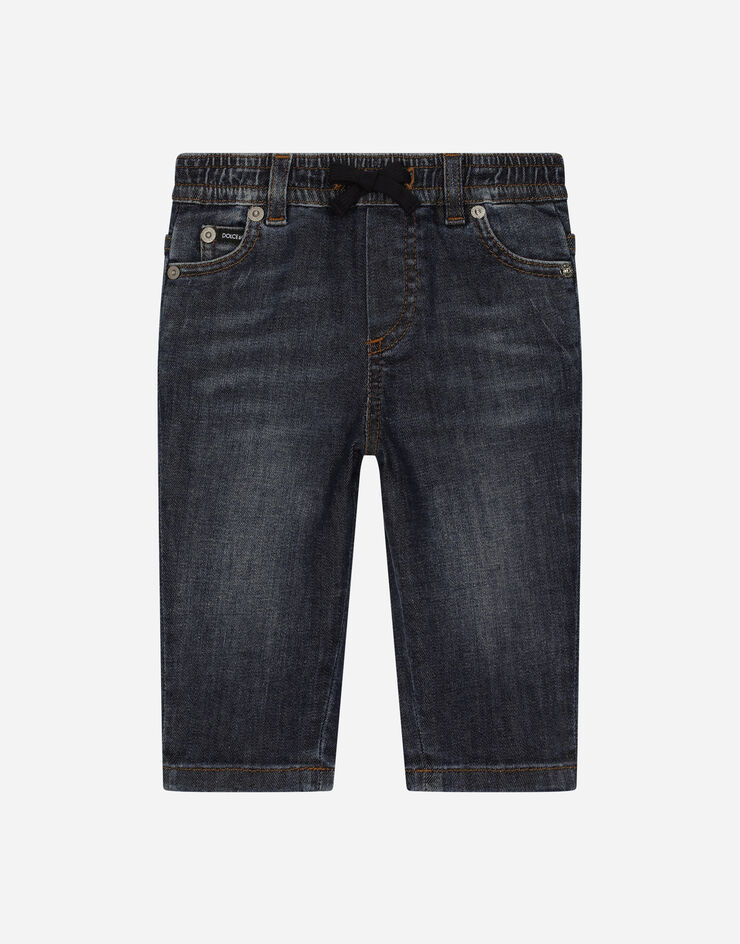 Dolce & Gabbana Regular-fit blue wash jeans with drawstring Multicolor L13P97LDA80