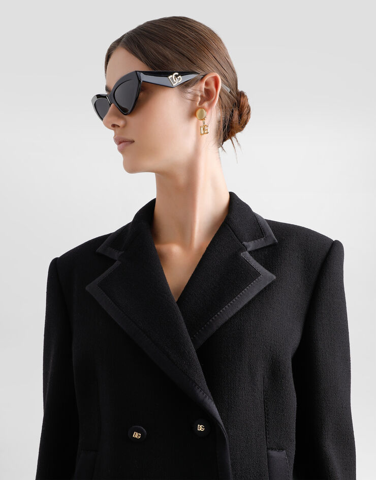Dolce & Gabbana Short double-breasted wool crepe jacket Black F29ANTFU2TZ