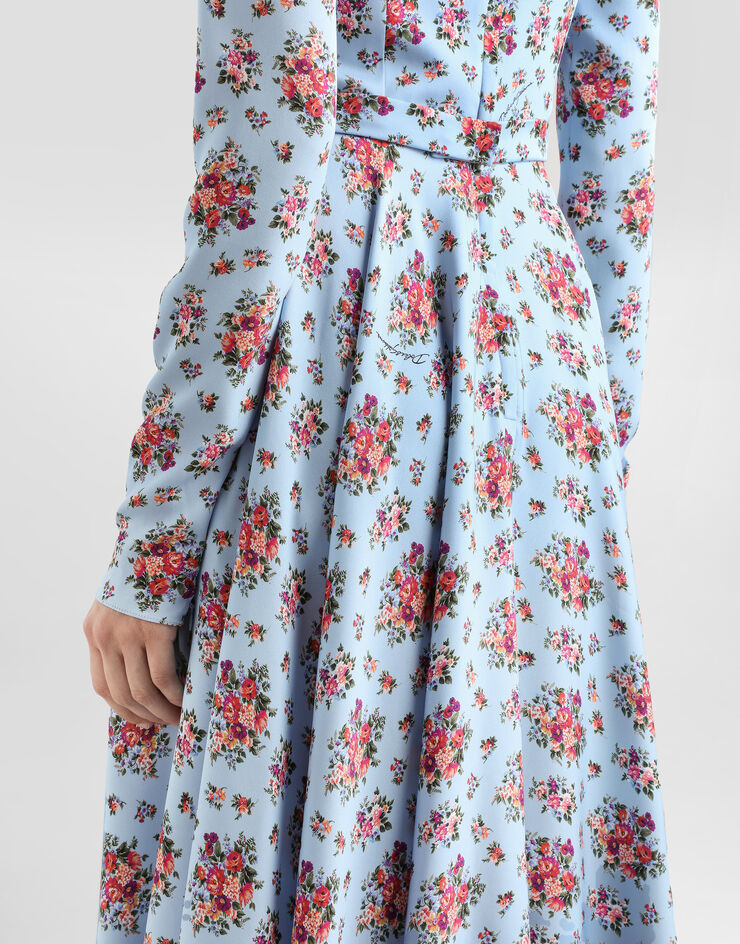 Dolce & Gabbana Small flower bouquets-print long charmeuse dress Multicolor F60HMTFSA78