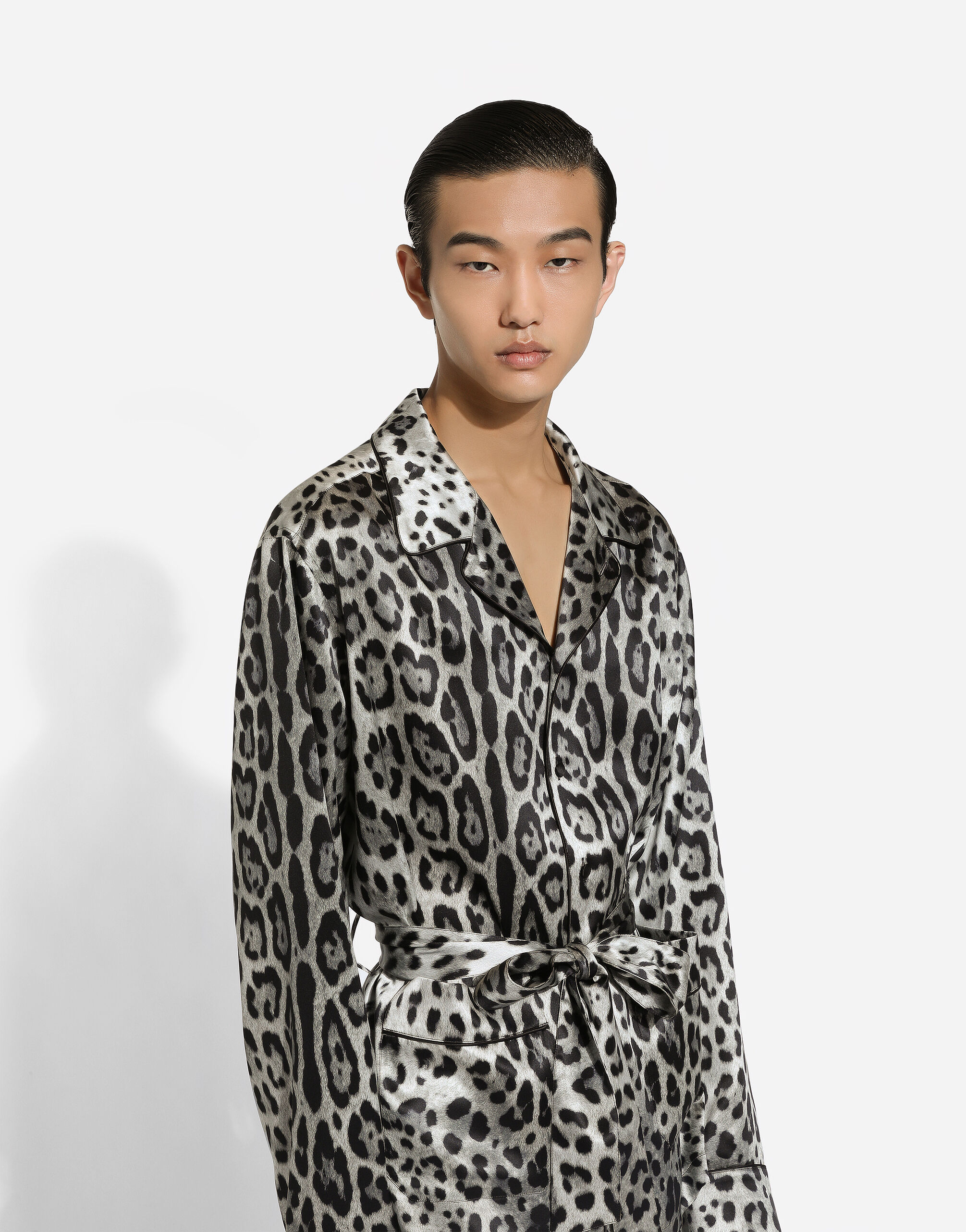 Leopard-print satin robe in Print for Men | Dolce&Gabbana® US