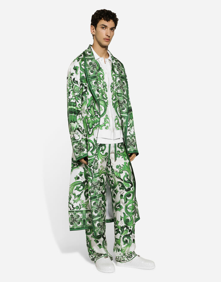Dolce & Gabbana Jogginghose aus Seidentwill Majolika-Print Drucken GVRMATHI1SV
