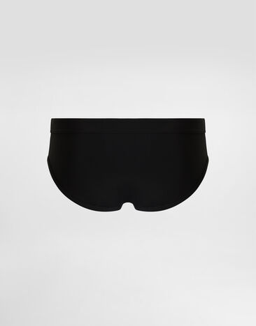 Dolce & Gabbana Swim briefs with high-cut leg and branded tag Black M4A76JONO05