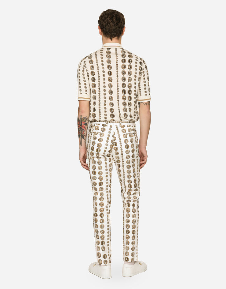 Dolce&Gabbana Coin print stretch drill pants White GY6IETFSFMU