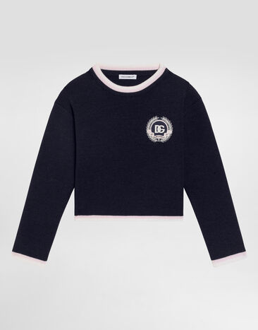 Dolce & Gabbana Solid knit sweater Blue L5KWK5JDVB7
