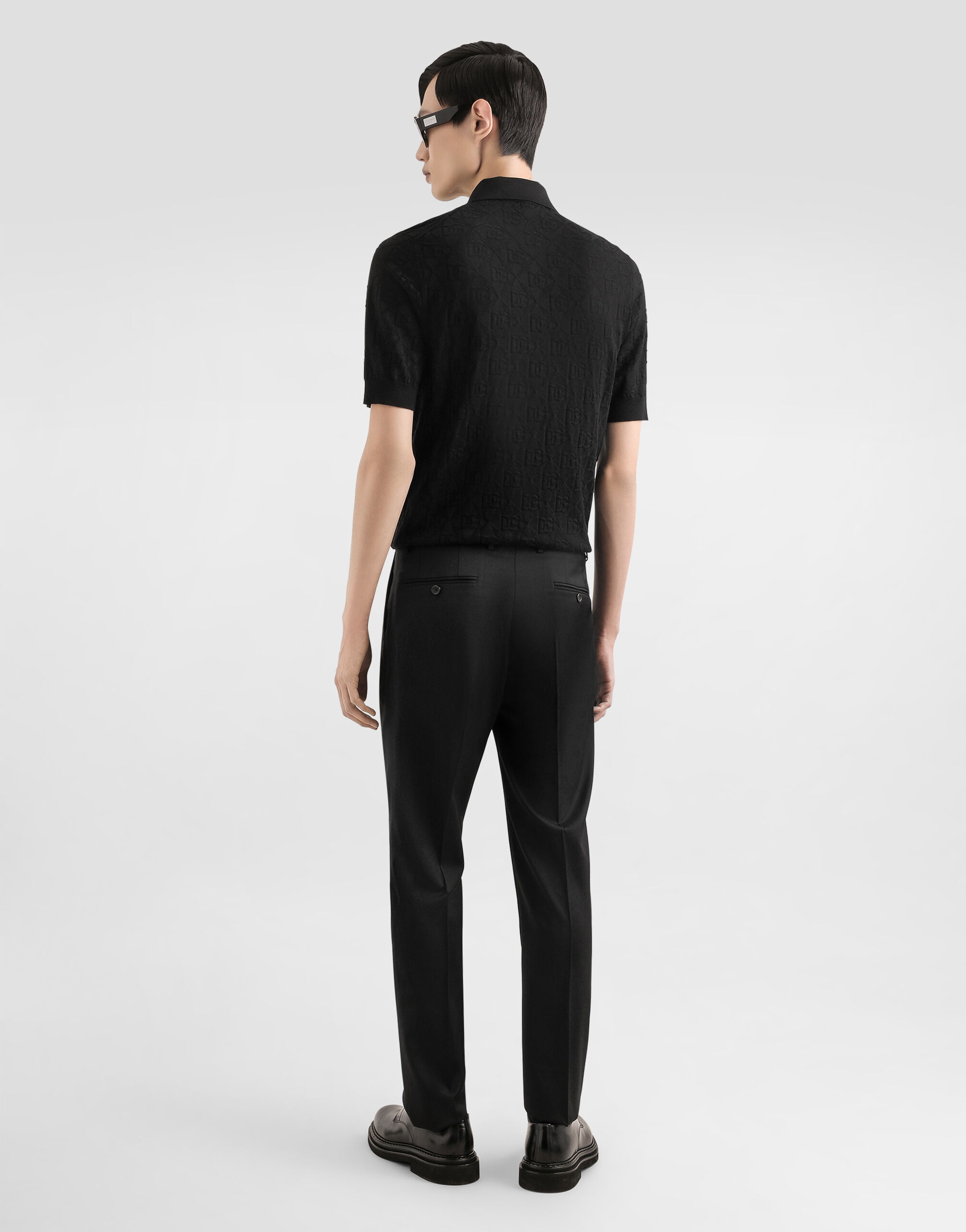 Dolce&Gabbana クラウンロゴ ボルドー シルクジャージー Tシャツ ブラックのメンズ ロゴ シルク ポロシャツ | Dolce&Gabbana®