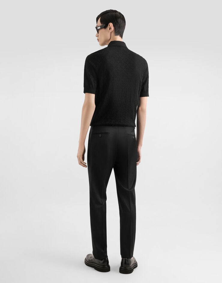Dolce & Gabbana Polo in seta rasata con logo Nero GXZ79TJBSM4