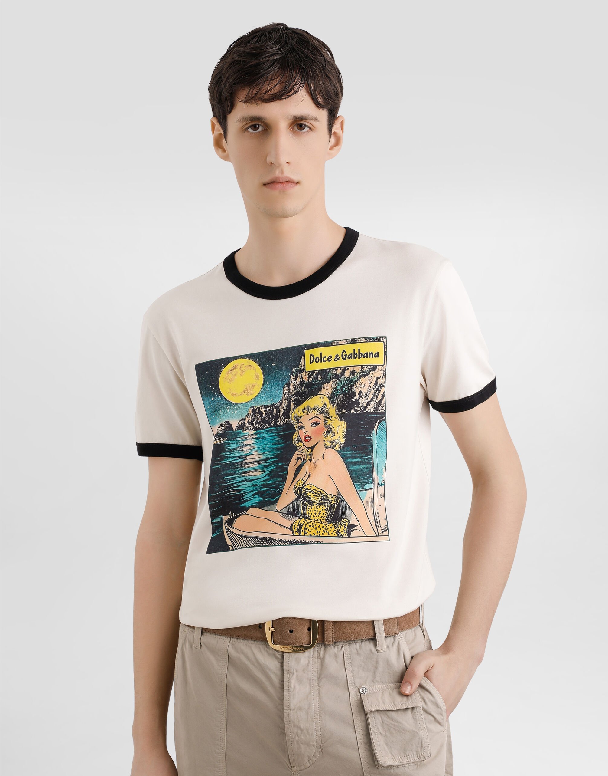 Tシャツ・カットソー DOLCE  GABBANA Men Tops G8RA2Z G7O2G 4567 Beige Dolce & Gabbana T-shirt with pocket | Men's Clothing | Vitkac