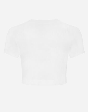 Dolce & Gabbana T-shirt court en jersey à logo DG Blanc F8U13TGDBUX