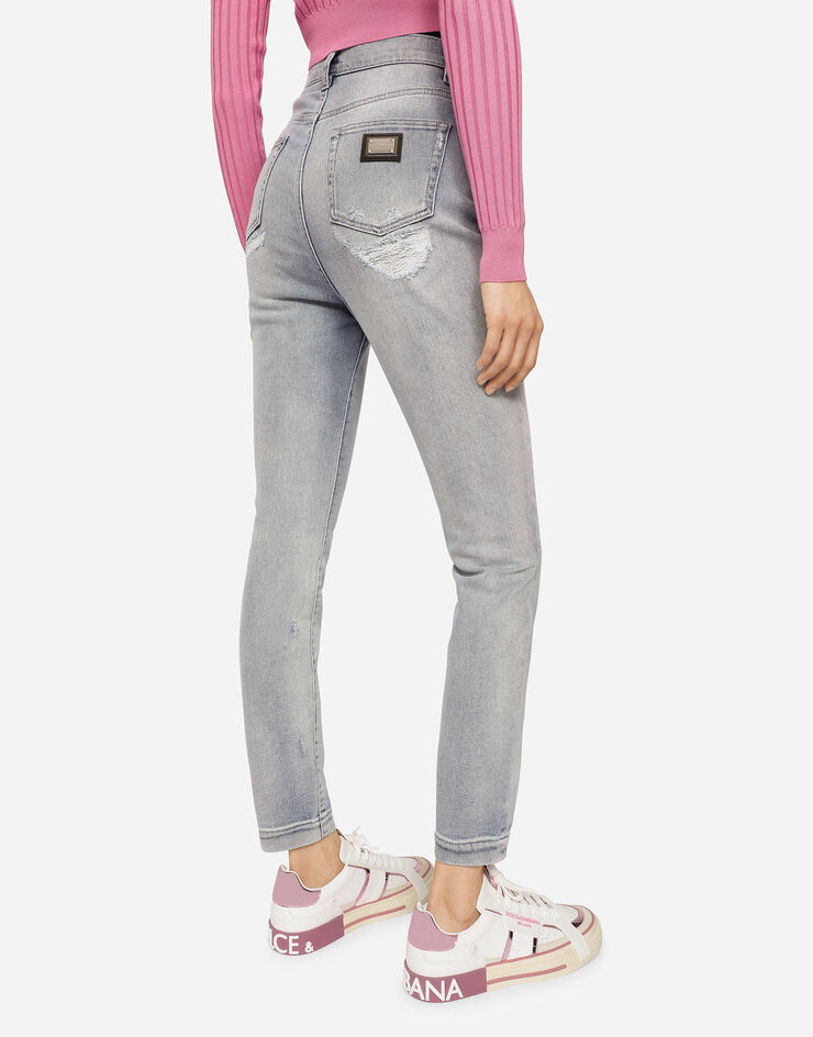 Dolce & Gabbana Light blue denim Grace jeans with ripped details Multicolor FTBXHDG8FF2