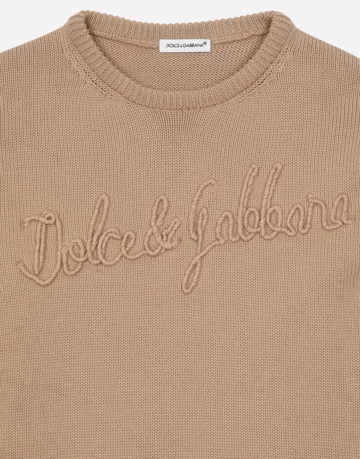 Dolce & Gabbana Pullover in cotone con logo Dolce&Gabbana Beige L4KWE2JBCE0