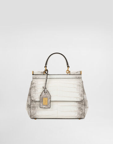 Dolce & Gabbana Medium Sicily handbag in himalayan crocodile leather White BB6003B2EM1