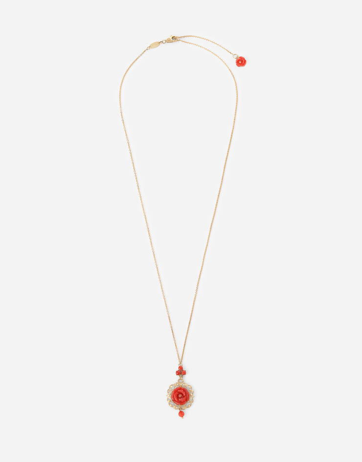 Dolce & Gabbana Pendentif Coral en or jaune 18 ct avec rose en corail Doré WAEM1GWCME1