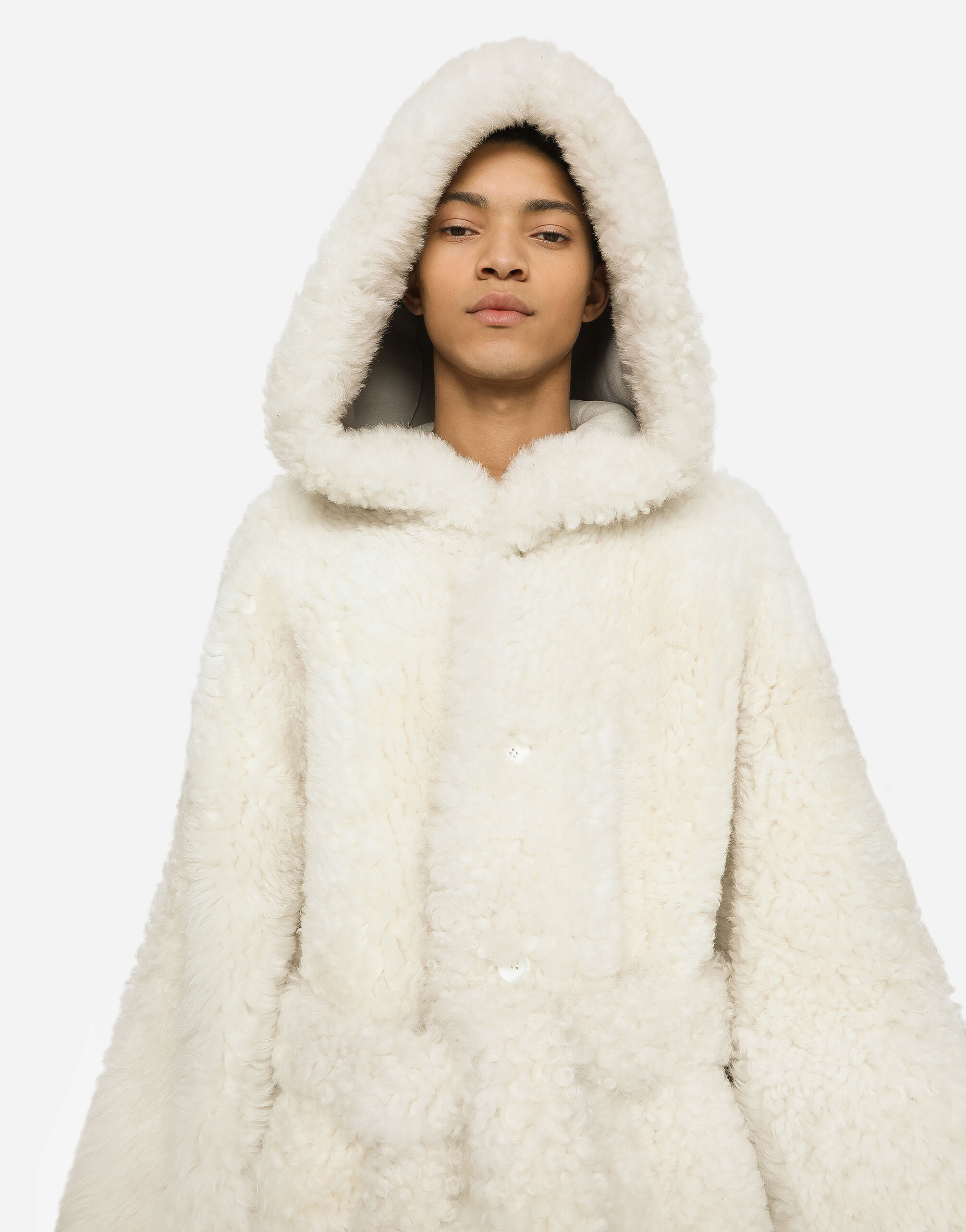 White faux shearling coat 2025