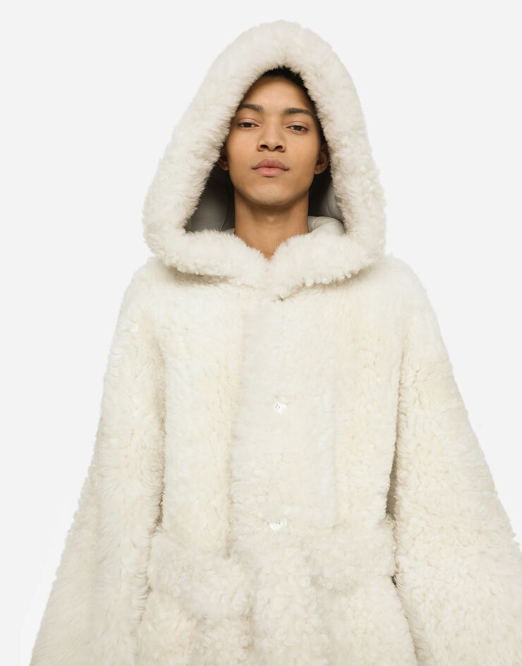Dolce&Gabbana Shearling coat with hood White G041ILFUP7Z