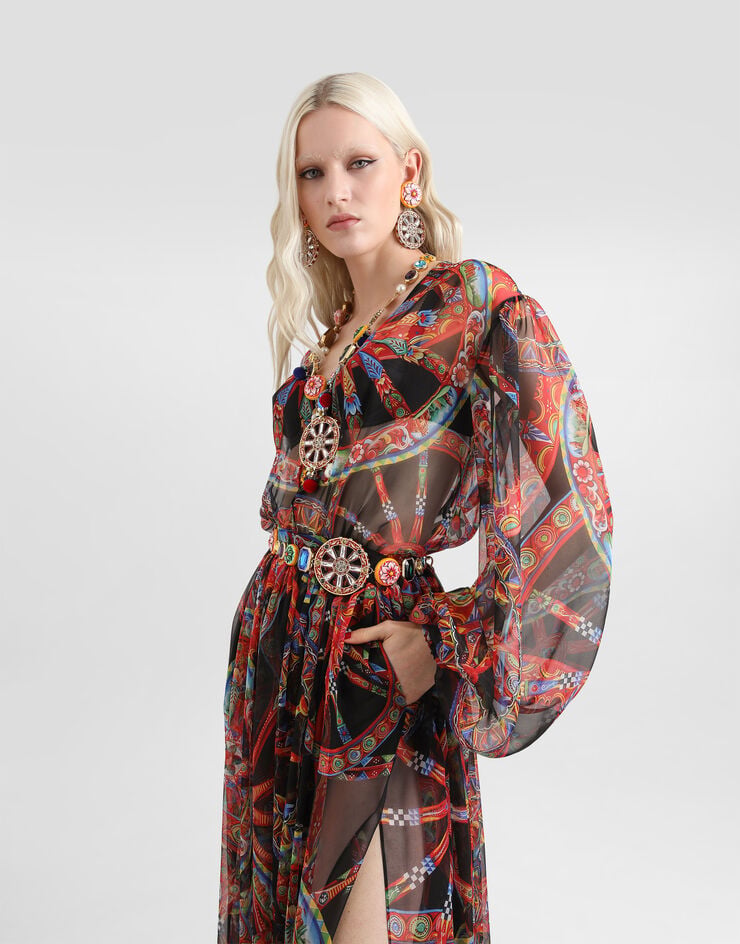 Dolce & Gabbana Carretto-print chiffon long dress Dolce & Gabbana Carretto-print chiffon long dress Multicolor F615QTIS13V