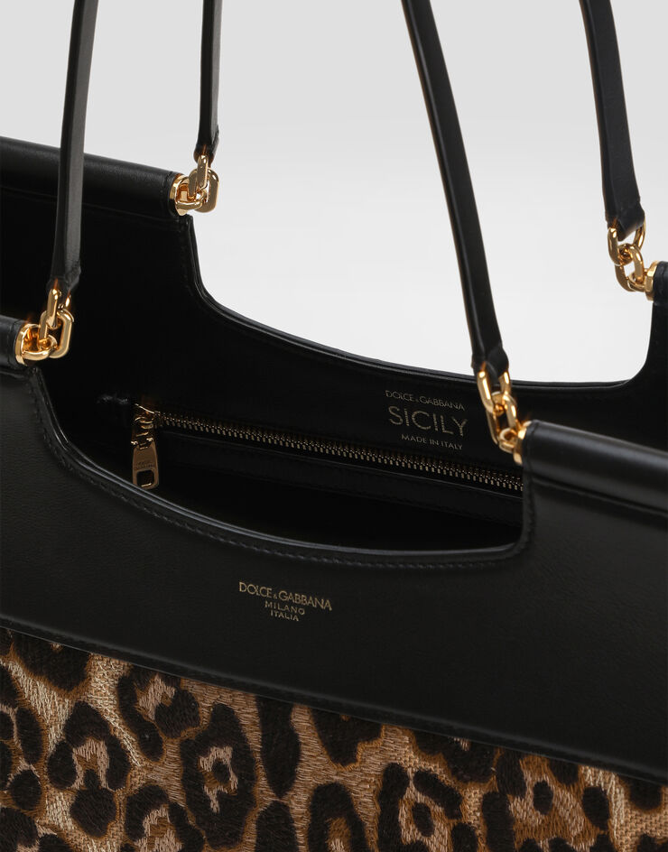 Dolce & Gabbana Sicily large shopping bag with embroidery Multicolor BB7727B6I37