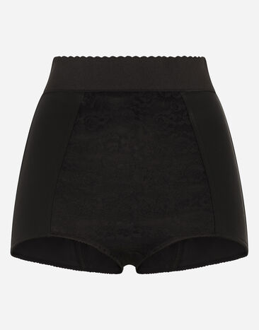 Dolce & Gabbana High-waisted shaper panties in jacquard and satin Black BB6002AI413