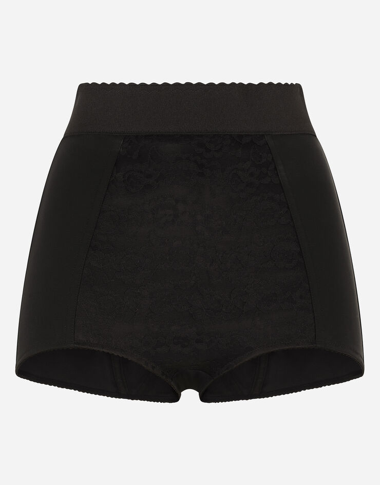 Dolce & Gabbana High-waisted shaper panties in jacquard and satin Black FTAG1TG9798