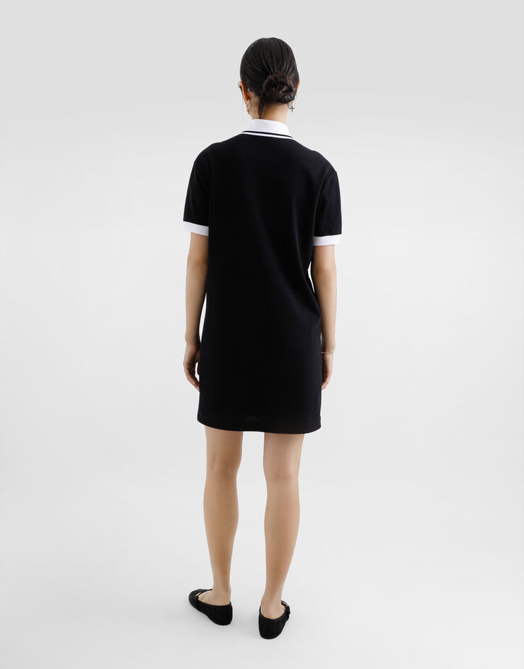 Dolce & Gabbana Cotton piqué dress with DG logo embroidery Black F8V34ZGDCYG