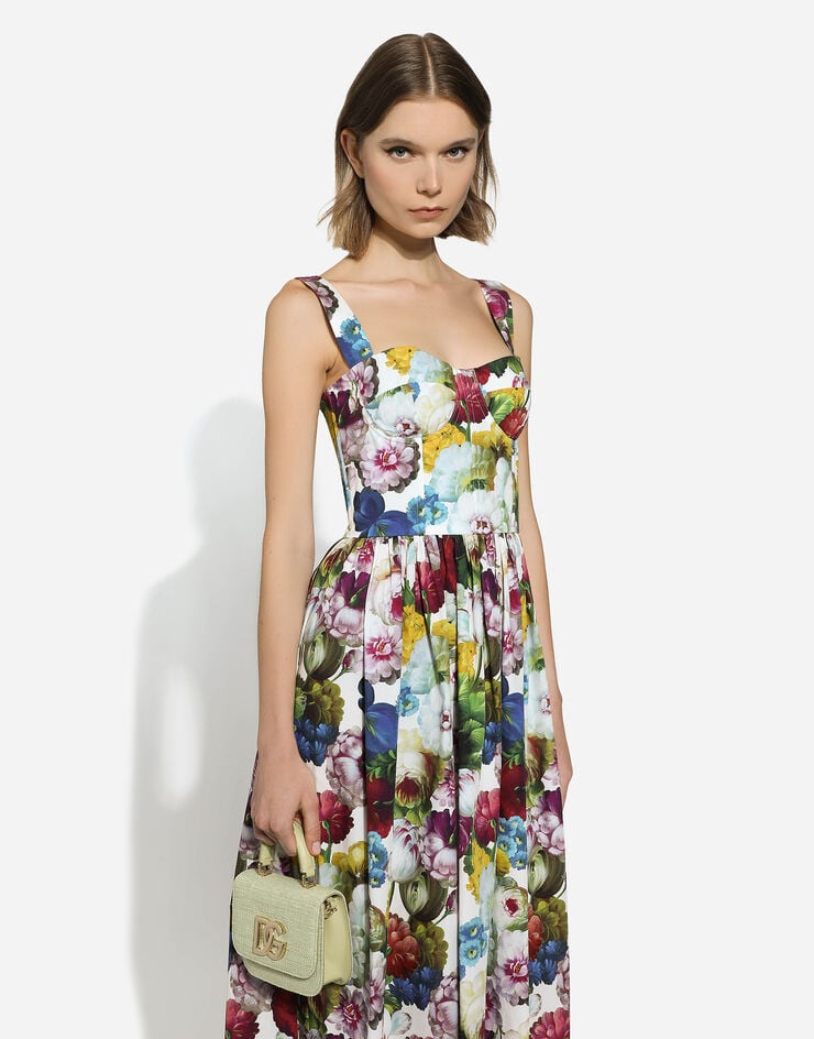 Dolce & Gabbana 녹턴 플라워 프린트 코르셋 드레스 인쇄 F6ZT1THS5Q2