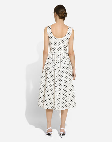 Dolce & Gabbana Cotton calf-length circle dress with polka-dot print Print F6JHVTHS5R7