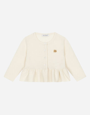 Dolce & Gabbana Cárdigan de cachemira con logotipo DG de metal Blanco L2KWH7JAWO4