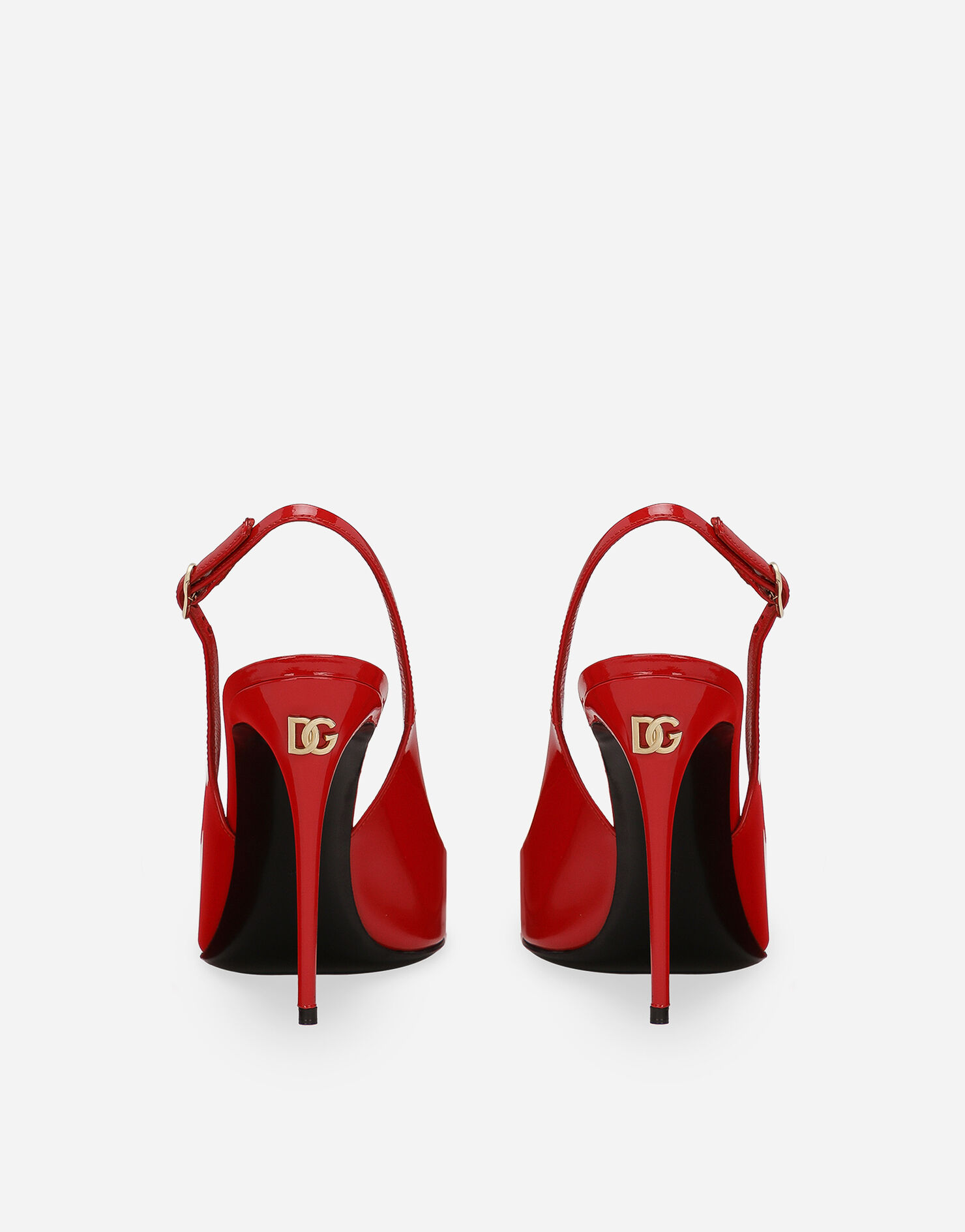 HIGH SLINGBACKS 5 CM IN RUBY RED PATENT CALFSKIN