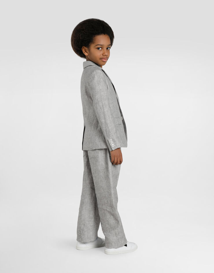 Dolce & Gabbana Pantaloni jogging in tela di lino delavé Grigio L44P89FU4MF