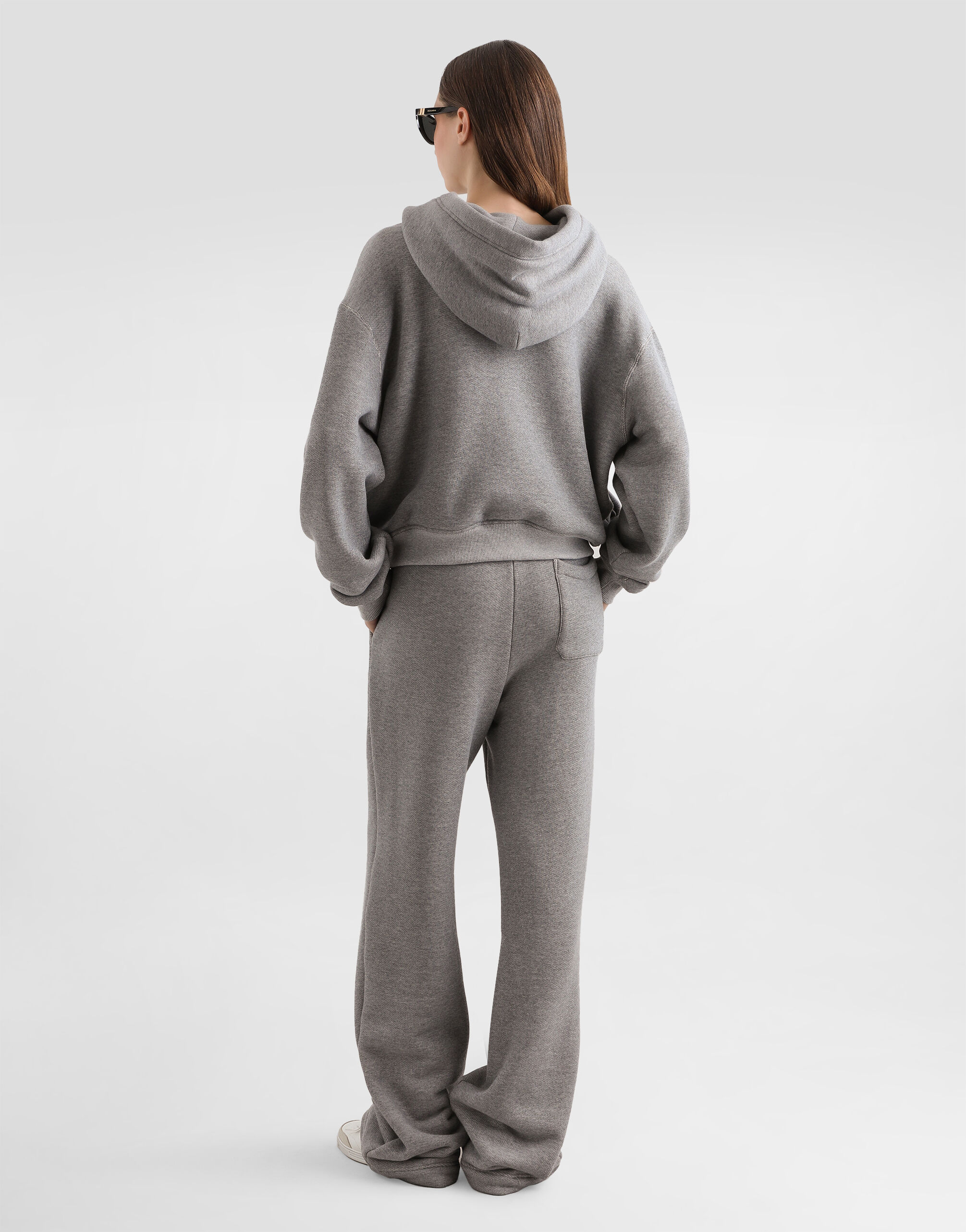 Fleece hoodie with embroidery in Grey for Women | Dolce&Gabbana® US