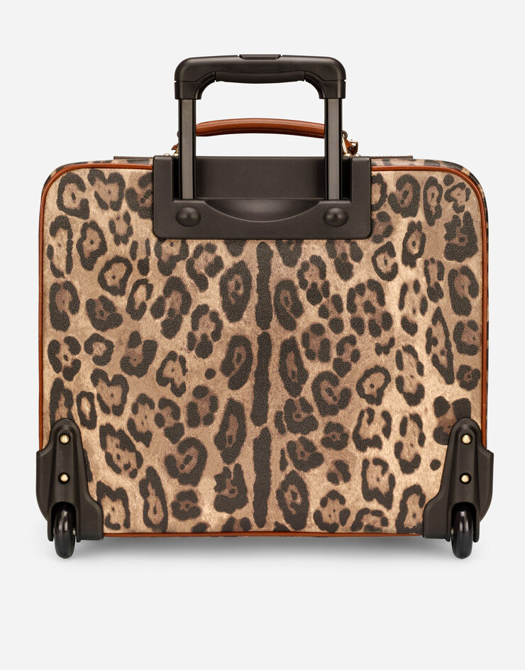 Dolce & Gabbana Kleine Transporttasche aus Crespo im Leoprint mit Logoplakette Mehrfarbig BB6156AW384