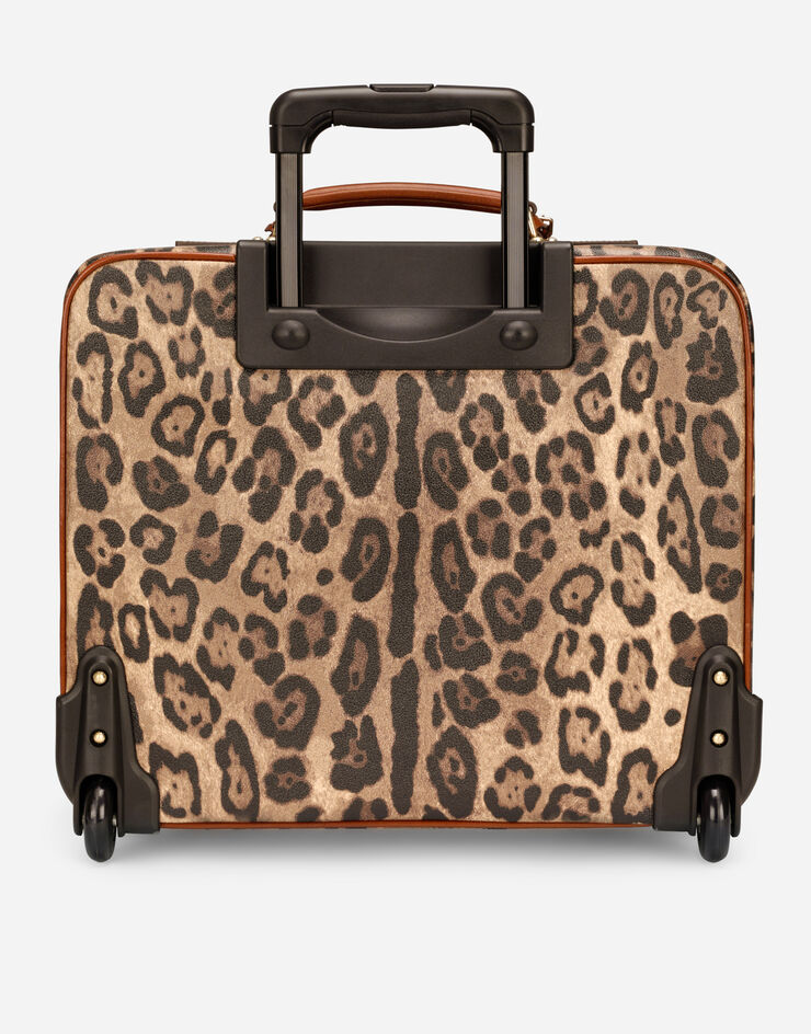 Dolce & Gabbana Small trolley in leopard-print Crespo with branded plate Multicolor BB6156AW384