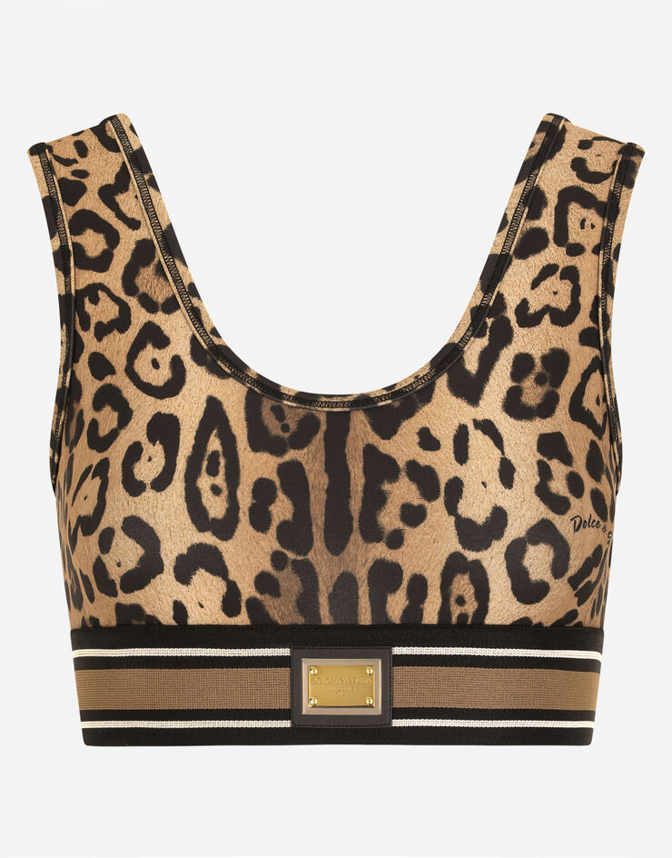 Dolce & Gabbana Leopard-print spandex/jersey crop top Multicolor I7AAKWG7BPT