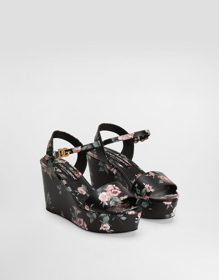 Dolce & Gabbana Cuña de piel con estampado de rosas Dolce & Gabbana Cuña de piel con estampado de rosas Multicolor CZ0334AZ046