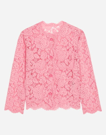 Dolce & Gabbana Single-breasted lace jacket Pink F79DATFMMHN