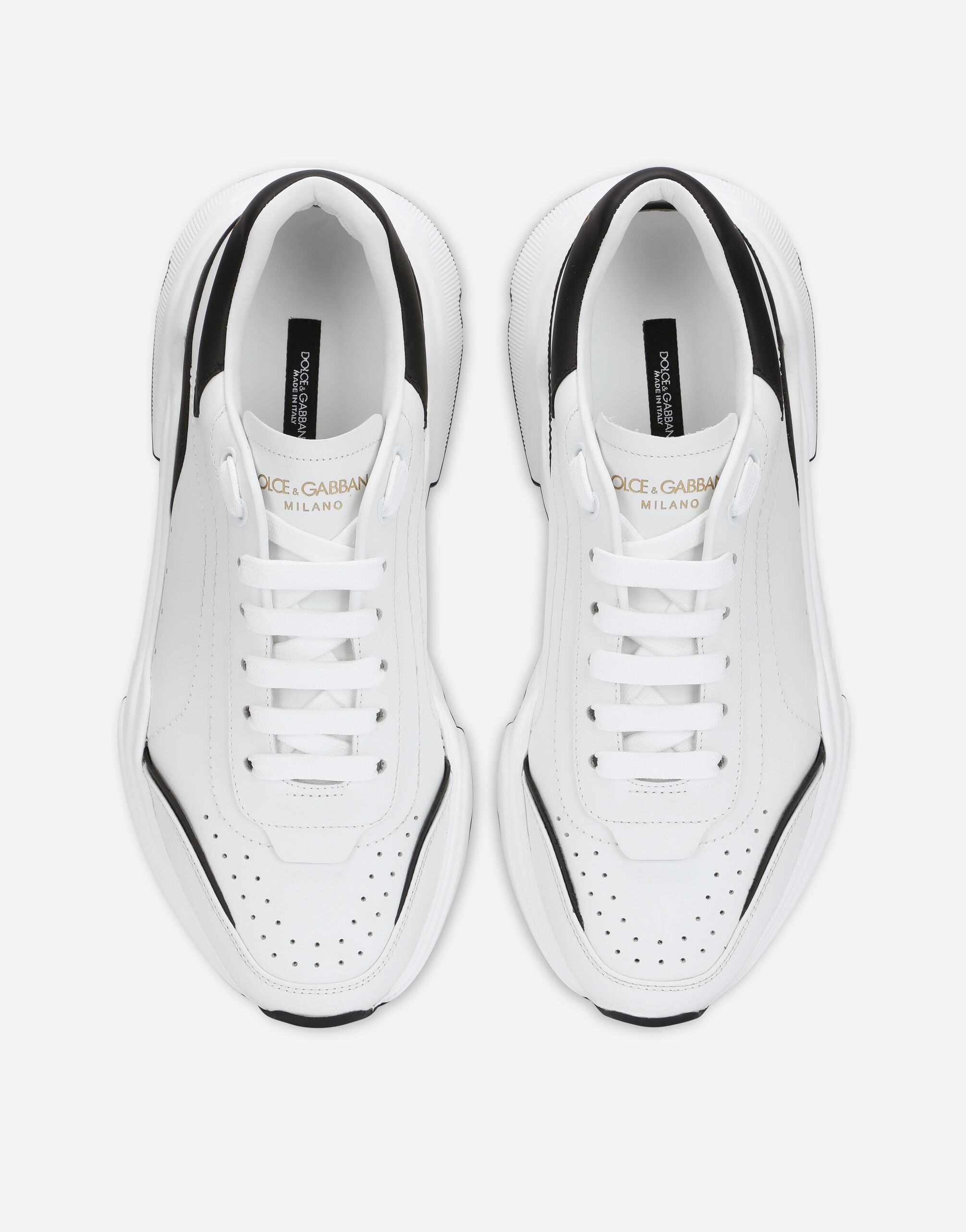Zapatillas Daymaster de napa de becerro en Blanco Negro de Hombre Dolce Gabbana
