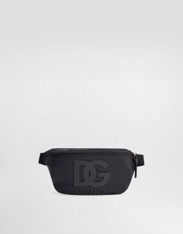 Dolce & Gabbana Nylon waist bag with DG rubber patch Black EM0072A0567