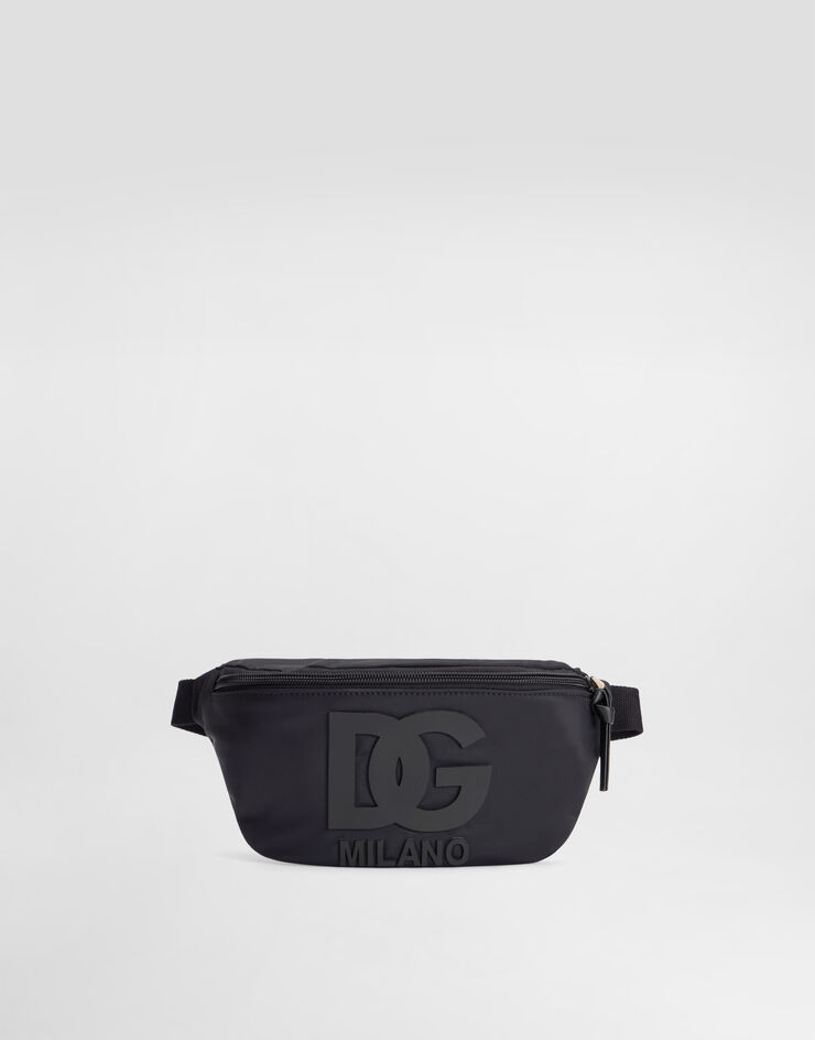 Dolce & Gabbana Nylon waist bag with DG rubber patch Dolce & Gabbana Nylon waist bag with DG rubber patch Black EM0072A0567