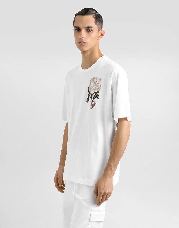 Dolce & Gabbana Cotton T-shirt with patch White G8PN9ZG7O4Q