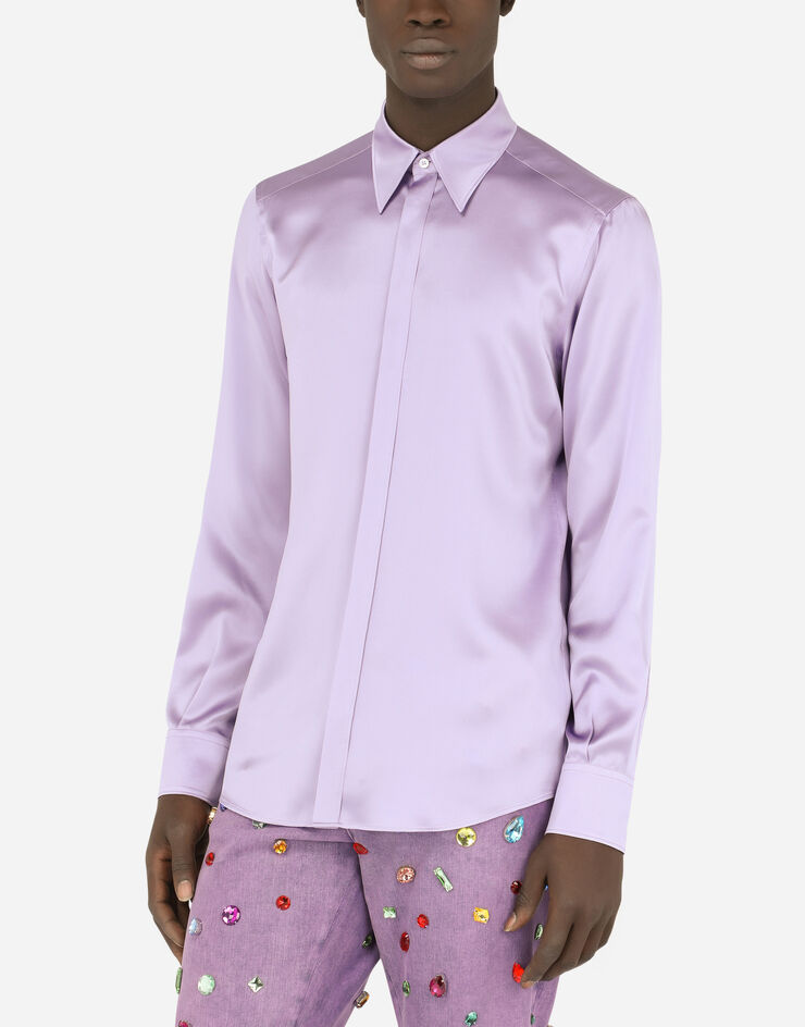 Dolce & Gabbana Silk satin Martini-fit shirt 퍼플 G5JL8TFU1UU