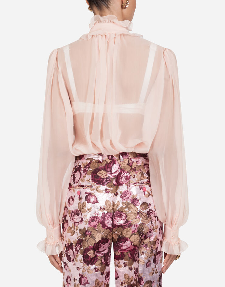 Dolce & Gabbana CHIFFON SHIRT WITH PUSSY-BOW PINK F5J60TFU1AT